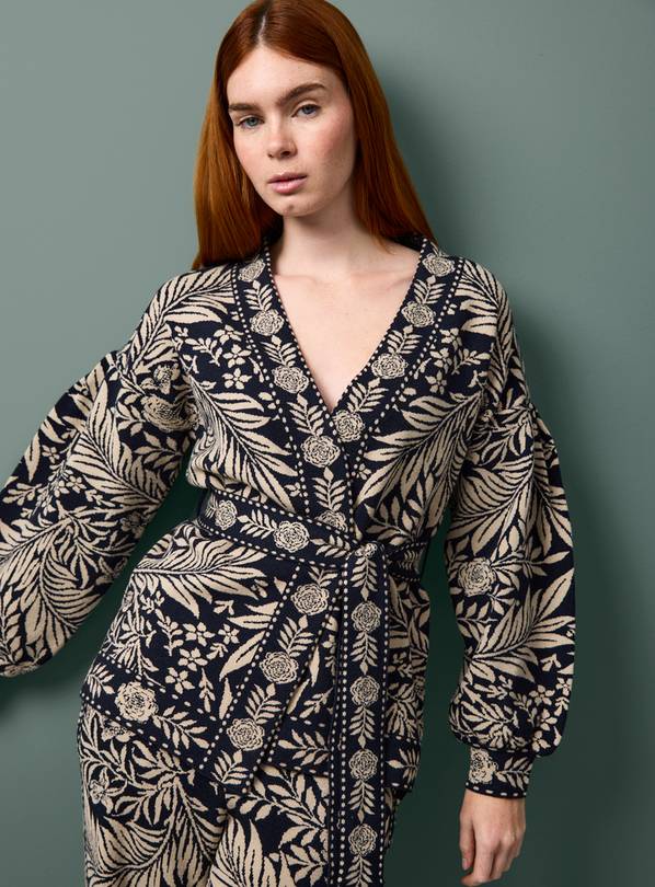 Tu x Morris & Co. Intarsia Print Co-ord Belted Cardigan M